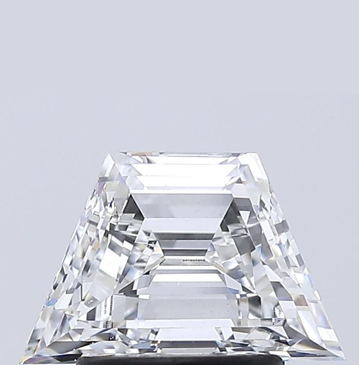Trapezoid Lab Grown Diamond Ring: 14K White Gold Three Stone Engagement Ring
