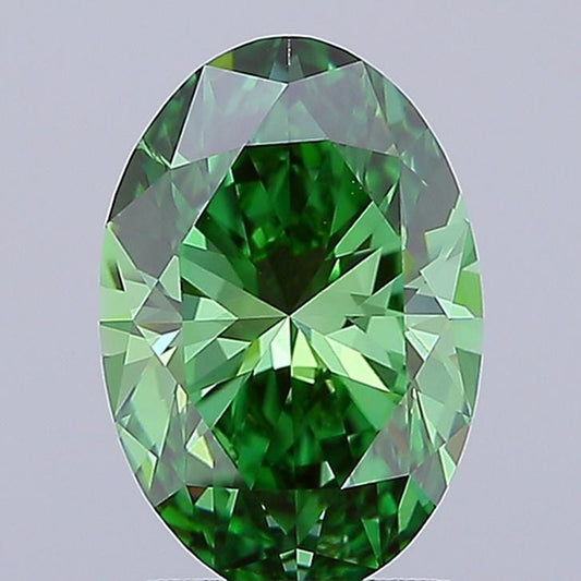 1.05ct Oval Lab Grown Diamond: Fancy Vivid Green VS1, IGI Certified