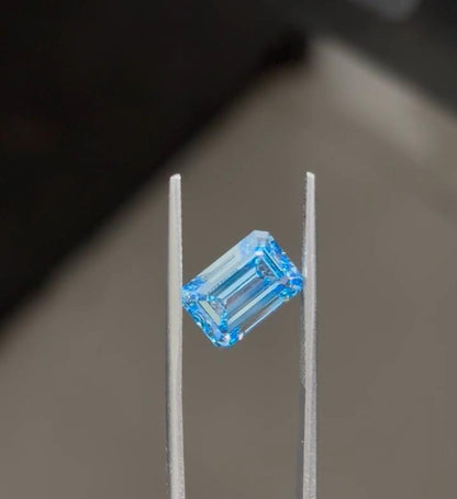 2.51 CT Emerald Cut Blue Lab Grown Diamond: Engagement Ring Gemstone