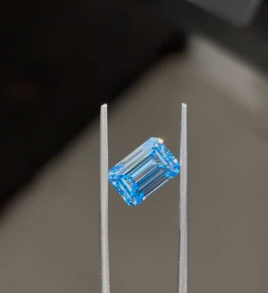 2.51 CT Emerald Cut Blue Lab Grown Diamond: Engagement Ring Gemstone