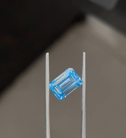 2.51 CT Emerald Cut Blue Lab Grown Diamond: Engagement Ring Gemstone