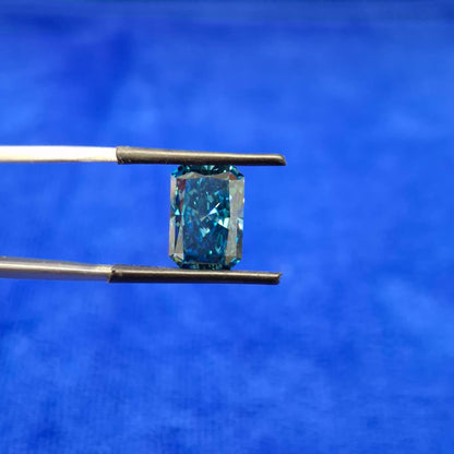 4.20 CT Radiant Cut Vivid Blue Lab Grown Diamond: Engagement Ring Gemstone