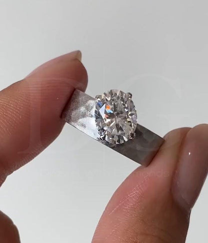 2.00 CT Oval Lab Grown Diamond Solitaire Ring - Maribel Design