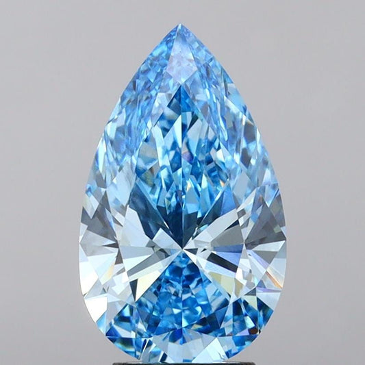 3.01ct Pear Cut Fancy Vivid Blue Lab Diamond - IGI Certified VVS2