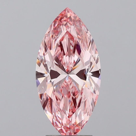 2.51 ct Marquise Fancy Vivid Pink Lab Grown Diamond, VS1 Clarity, IGI Certified
