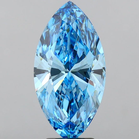 2.01ct Marquise Fancy Vivid Blue Lab Grown Loos Diamond - IGI Certified VVS