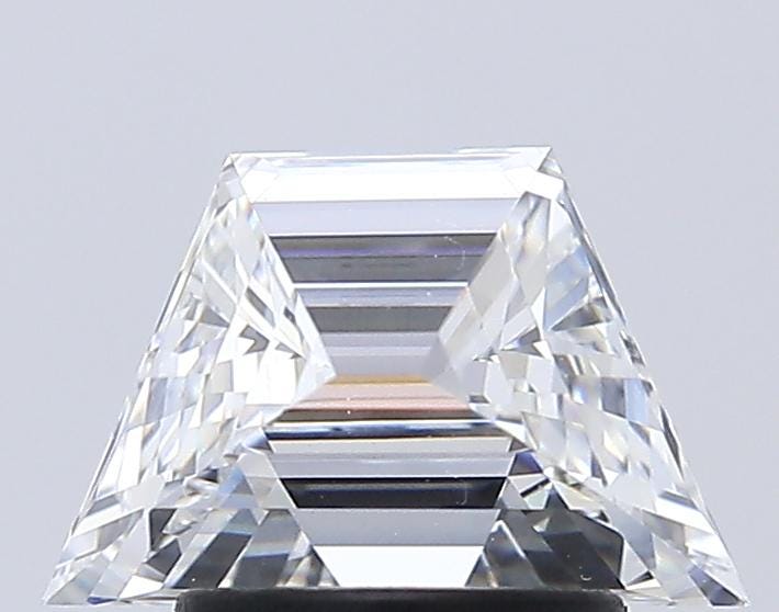 Trapezoid Lab Grown Diamond Ring: 14K White Gold Three Stone Engagement Ring