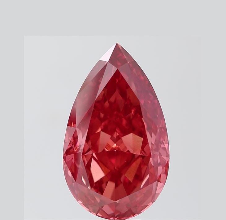 Pear Cut 1.20ct Fancy Red Color VS, IGI Certified, Loose Lab Grown Diamond