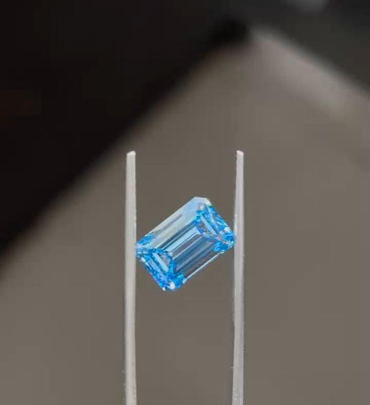 2.51 CT Emerald Cut Blue Lab Grown Diamond: Engagement Ring Gemstone