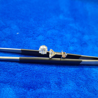 Lab Grown Diamond Round Stud Earrings: 14K White Gold Martini Setting