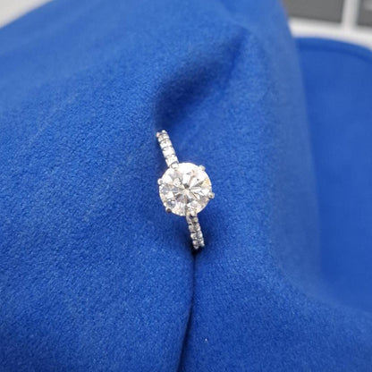 Handmade Lab Grown Diamond Engagement Ring: Yellow Gold Tapered Pavé Band