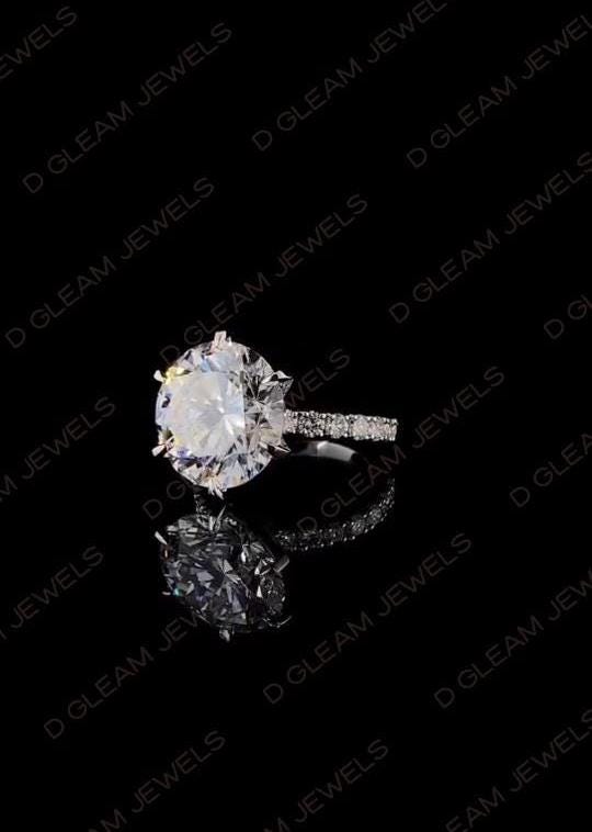 Lab Grown 5.00 Carat Diamond Solitaire Ring: 14k Gold, Platinum