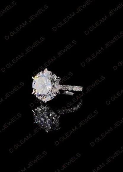 Lab Grown 5.00 Carat Diamond Solitaire Ring: 14k Gold, Platinum