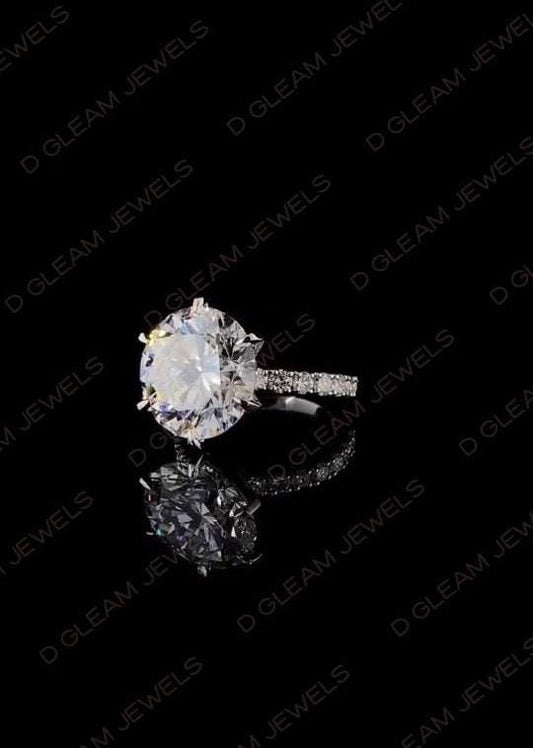 Lab Grown 5.00 Carat Diamond Solitaire Ring: 14k Gold, Platinum