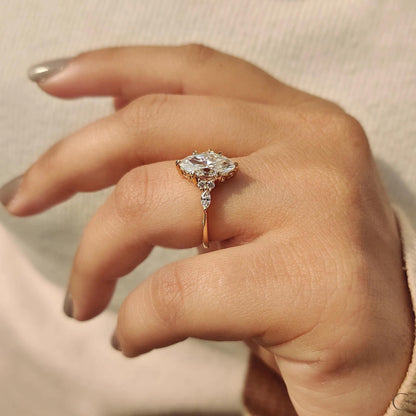 1.50CT Marquise Lab Grown Diamond Engagement Ring - 14k Yellow Gold, IGI Certified