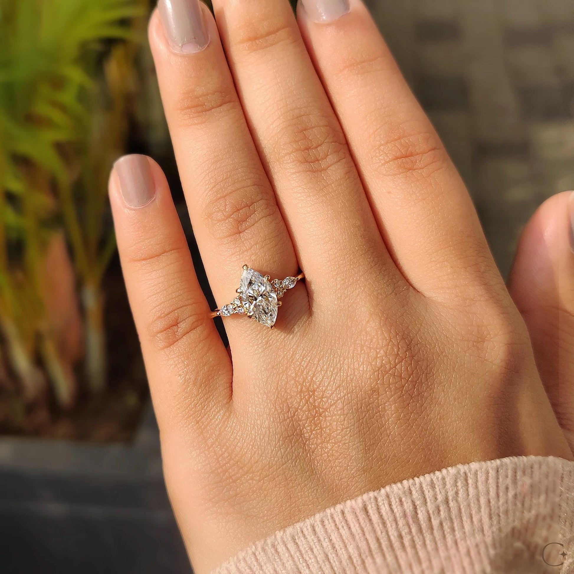1.50CT Marquise Lab Grown Diamond Engagement Ring - 14k Yellow Gold, IGI Certified