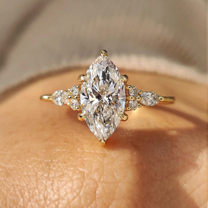 1.50CT Marquise Lab Grown Diamond Engagement Ring - 14k Yellow Gold, IGI Certified