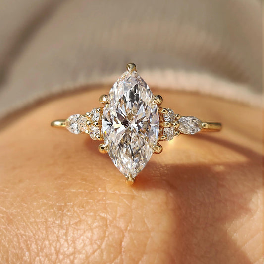 1.50CT Marquise Lab Grown Diamond Engagement Ring - 14k Yellow Gold, IGI Certified