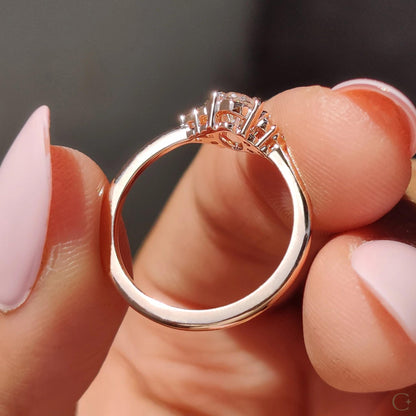 Oval Lab Grown Diamond Engagement Ring: Yellow Gold 7-Stone, IGI Certified