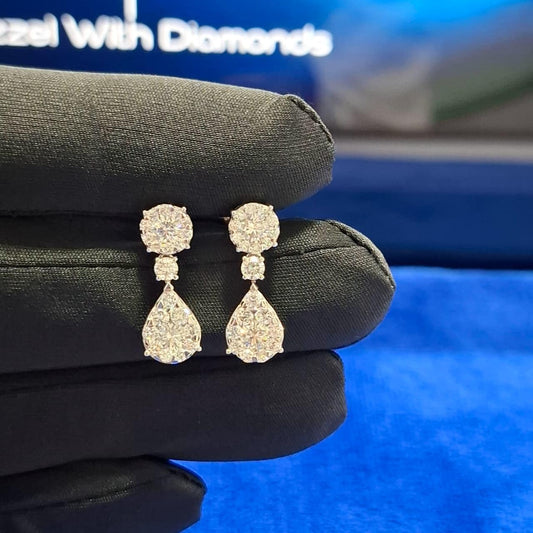 2-in-1 Pearl & Lab Grown Diamond Bridal Earrings: White Gold Wedding Jewelry