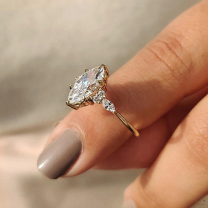 1.50CT Marquise Lab Grown Diamond Engagement Ring - 14k Yellow Gold, IGI Certified