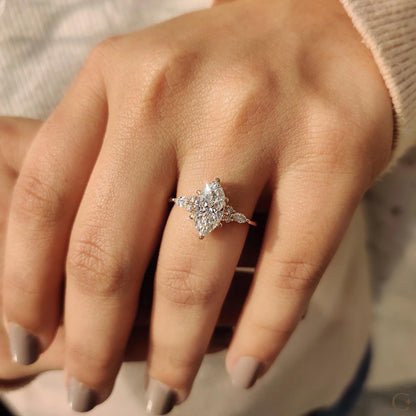 1.50CT Marquise Lab Grown Diamond Engagement Ring - 14k Yellow Gold, IGI Certified