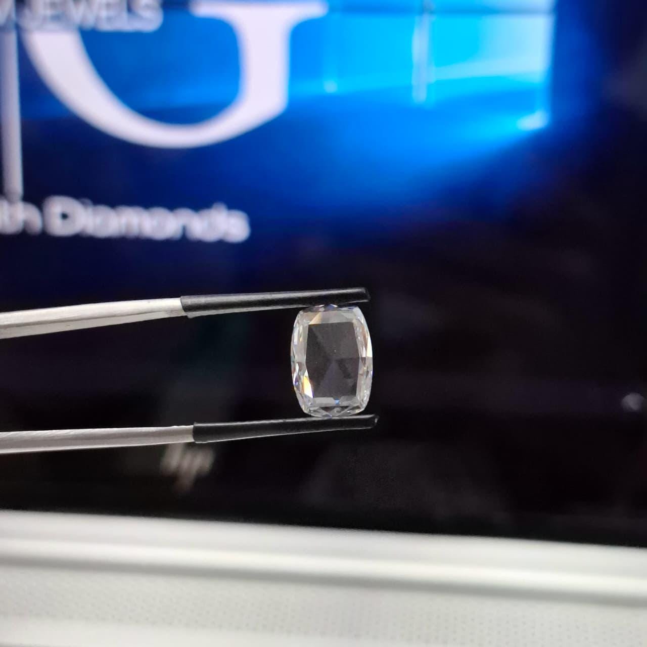 2.04ct Cushion Rose Cut Lab Grown Diamond, F VVS2, IGI Certified