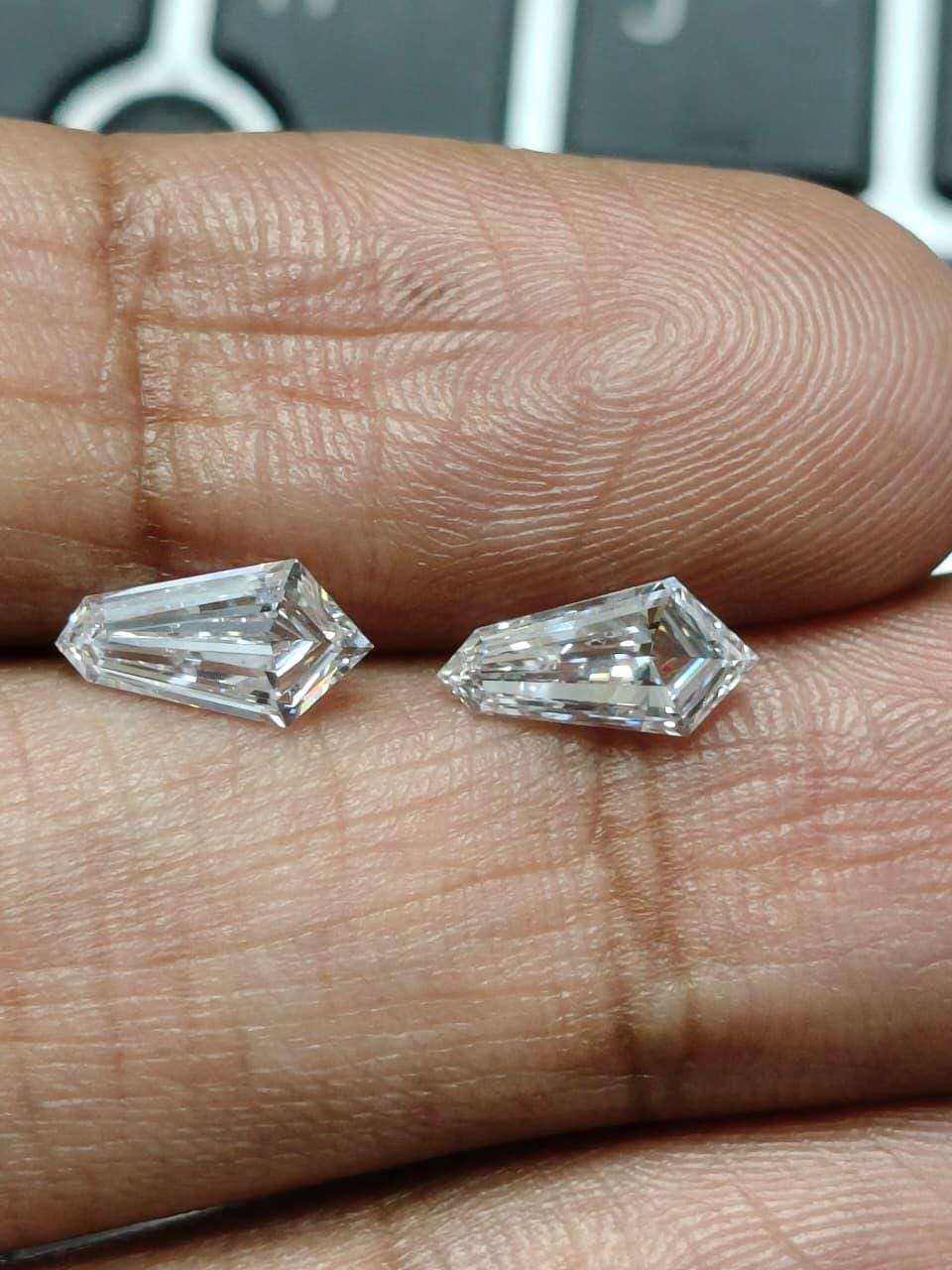 Kite Cut Lab Grown Diamond Pair: 2.00 CT HPHT, Jewelry Making