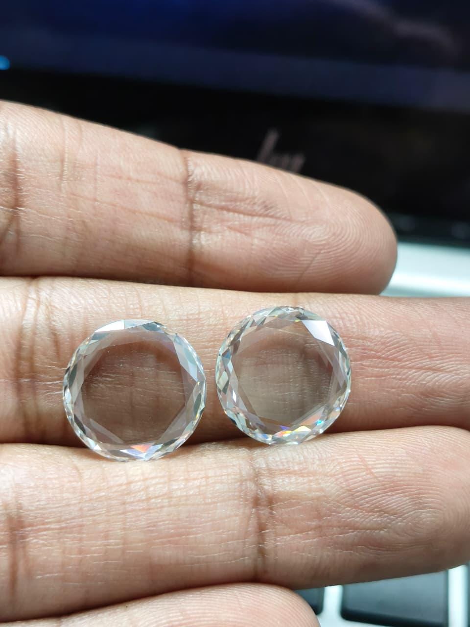 IGI Certified Rose Cut Lab Grown Diamond Pair: 6.95-6.97 CT