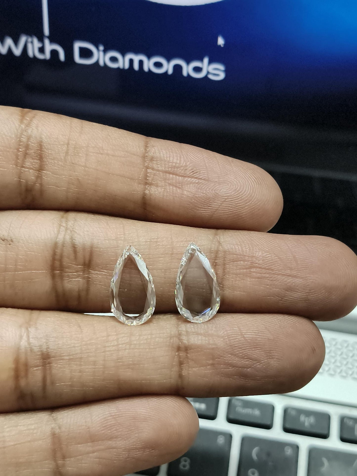 IGI Certified 3.00 CT Pear Rose Cut Lab Grown Diamond Pair