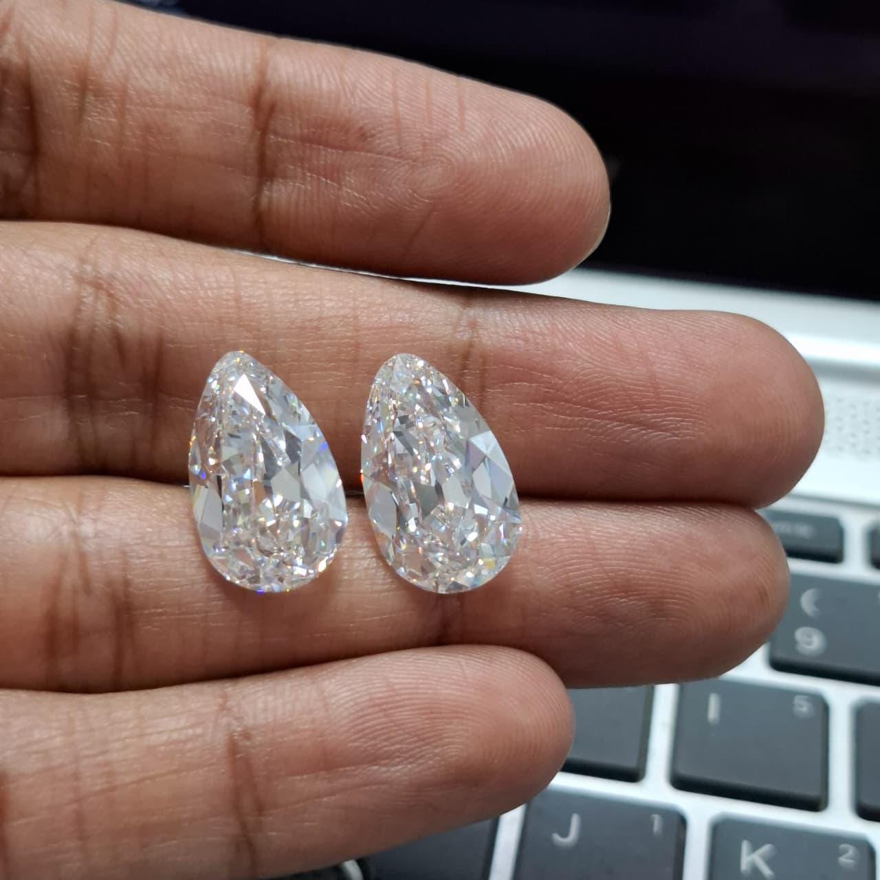 IGI Certified Pear Euro Lab Grown Diamond Pair: 5.00 CT Studs or Ring Stones