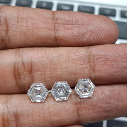 Hexagonal Step Cut 2.14 + 2.13 Lab Grown Diamond Pair: Studs or Ring Side Stones