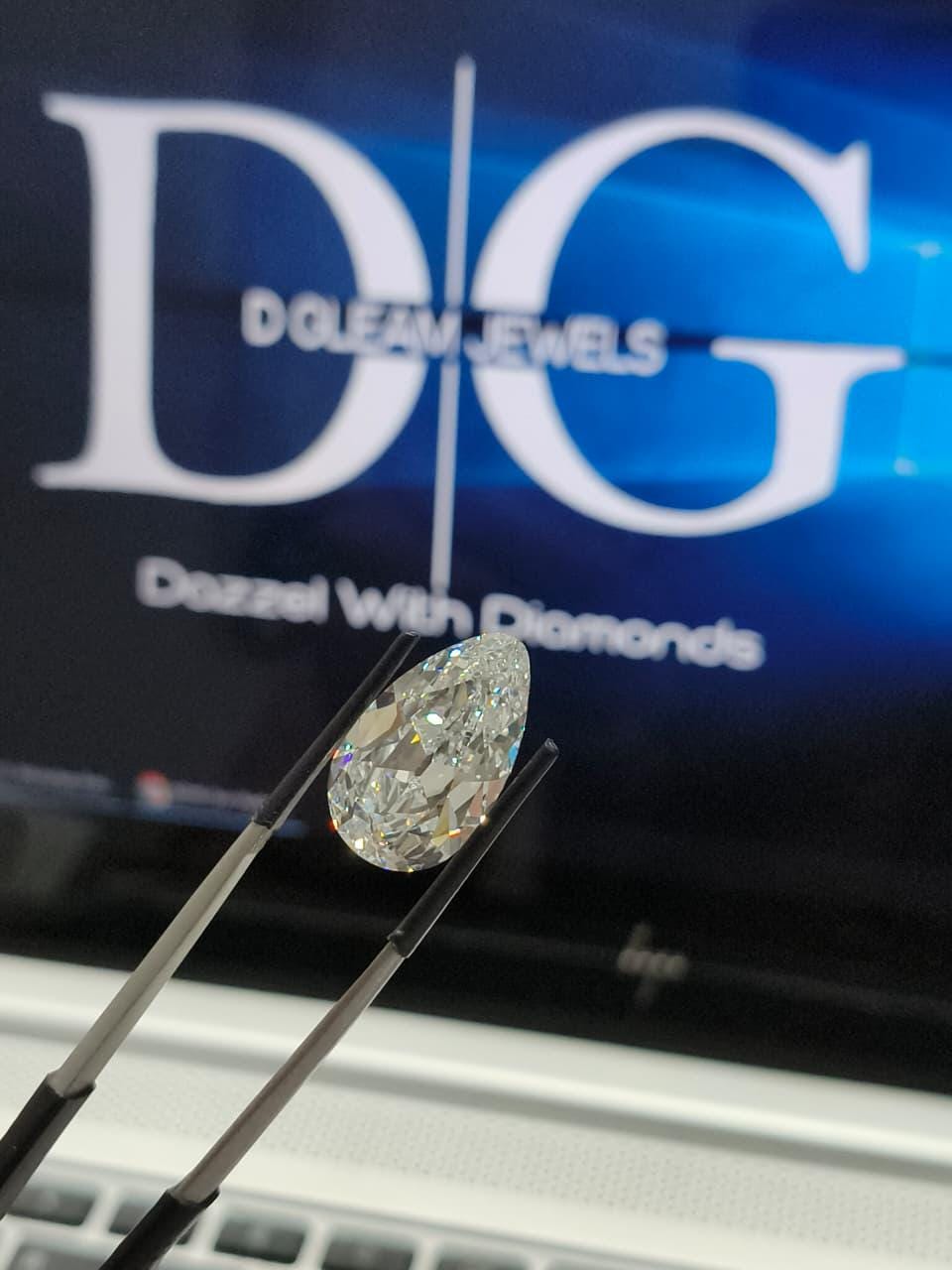 10.00ct Pear Euro Cut Lab Grown Diamond, F VVS2, IGI Certified