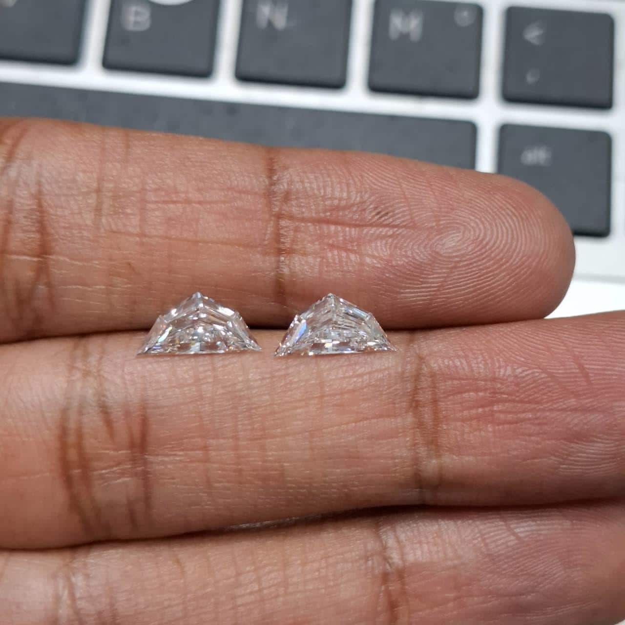 Cadillac Step Cut 2.00 + 2.00 Lab Grown Diamond Pair: Studs or Ring Side Stones