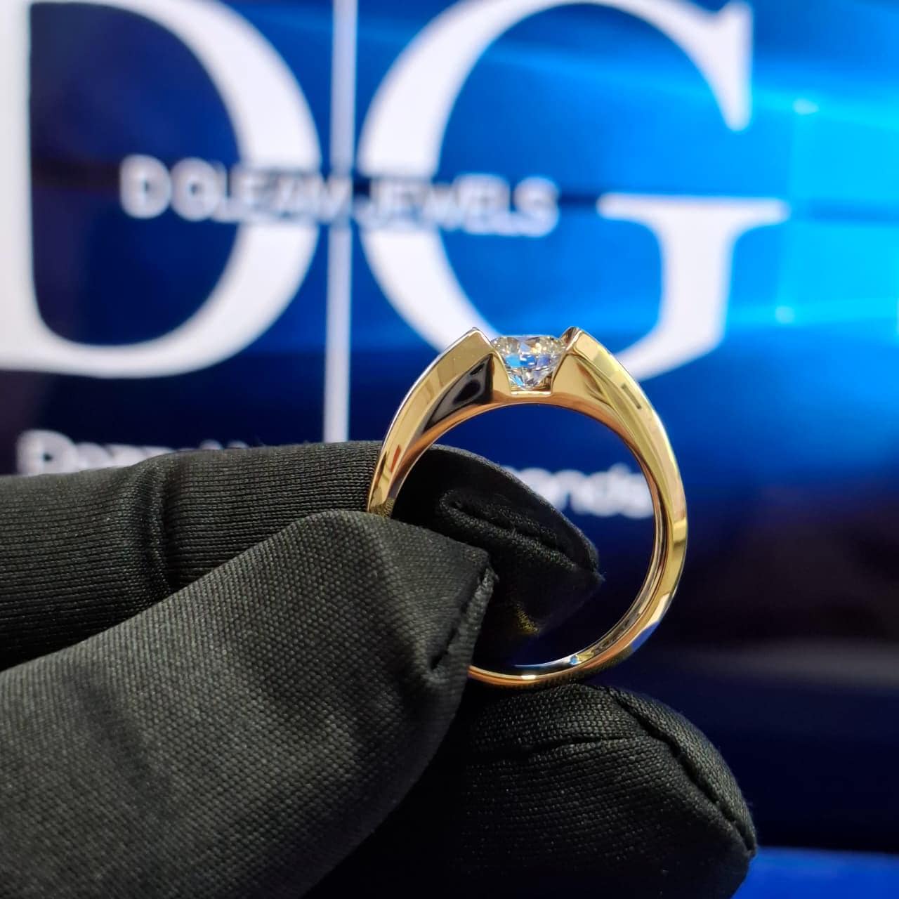 Round Cut Lab Grown Diamond Engagement Ring in Yellow Gold | Modern Solitaire | Handmade by D GLEAM JEWELS