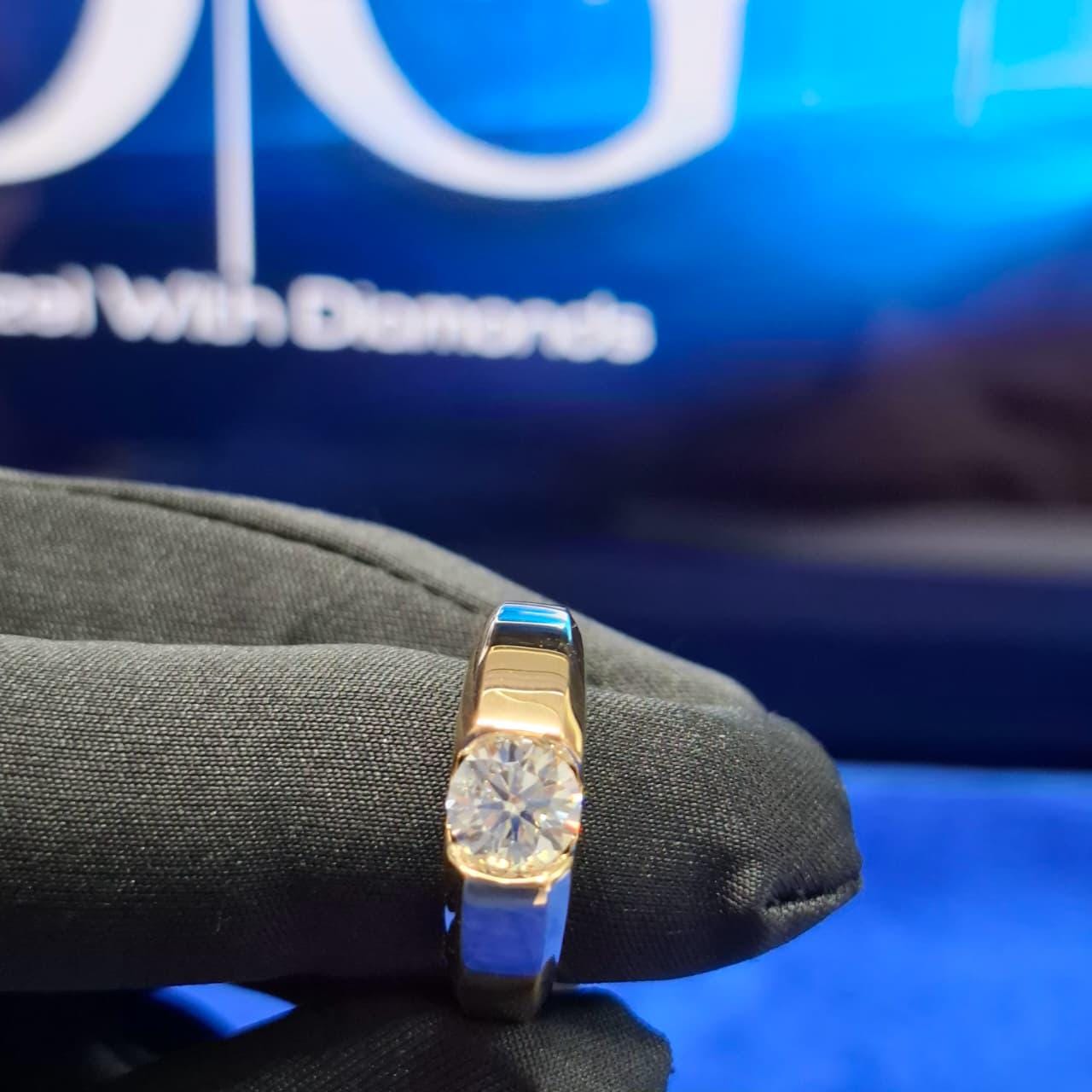 Round Cut Lab Grown Diamond Engagement Ring in Yellow Gold | Modern Solitaire | Handmade by D GLEAM JEWELS