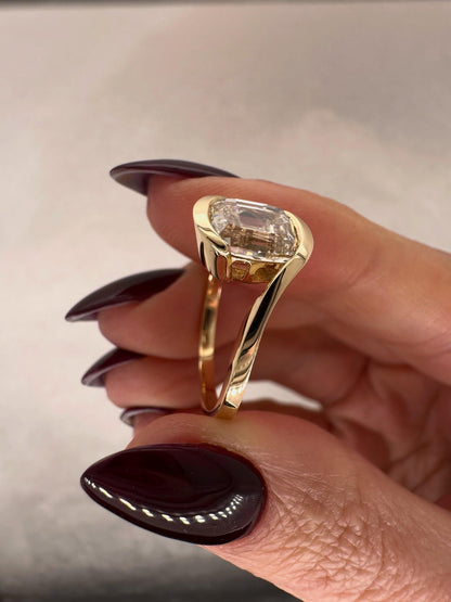 Ashoka Criss Cut Diamond Ring in 14K Yellow Gold, Modern Bezel Engagement Ring, Minimalist Statement Ring, Handmade Fine Jewelry