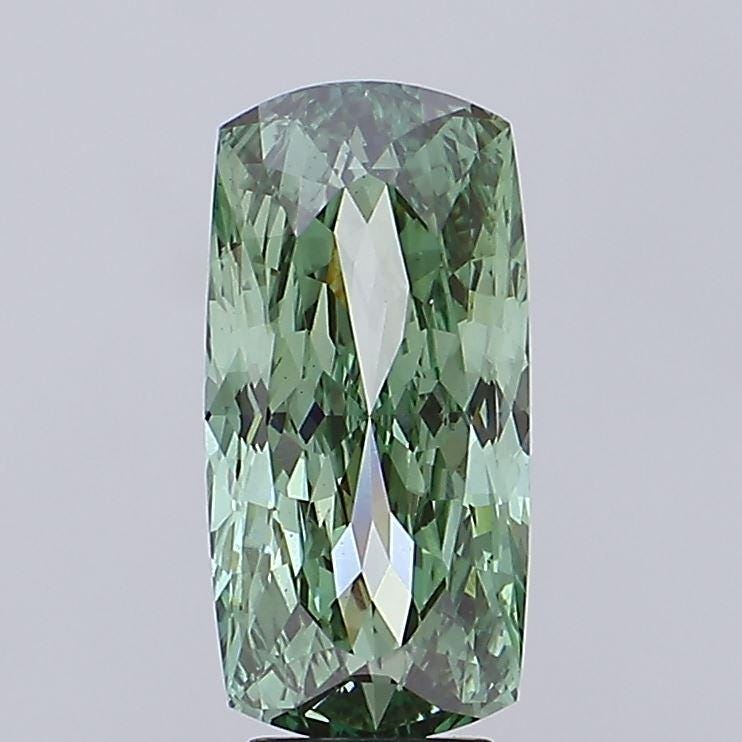 6.02 Carat Cushion Mixed Cut Fancy Vivid Green Lab Diamond IGI Diamond