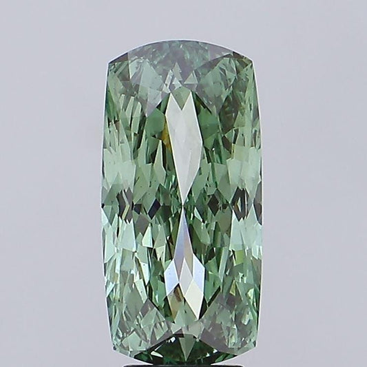 6.02 Carat Cushion Mixed Cut Fancy Vivid Green Lab Diamond IGI Diamond