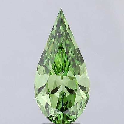 3.27 Carat Fancy Vivid Green Pear Diamond VS1 Mixed Cut Lab Grown Diamond Loose Stone IGI Certified