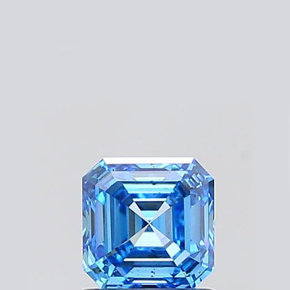 1.01 Carat Asscher Cut Fancy Vivid Blue Lab Grown Diamond, IGI Certified EF VVS