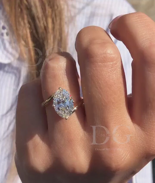 Marquise Lab Grown Diamond Engagement Ring: Nature Inspired Solitaire, 1-2 Carat