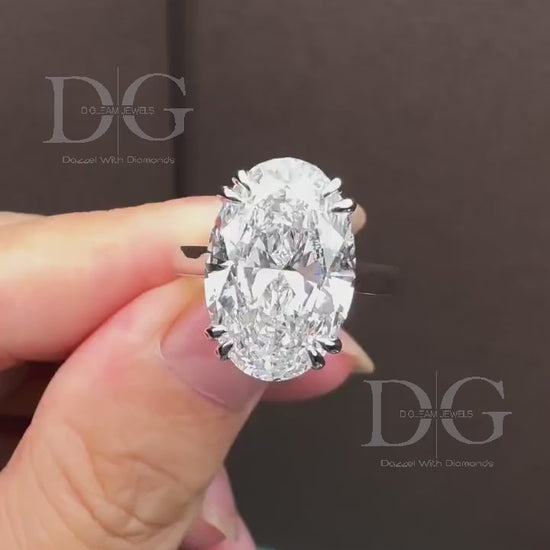 Oval Lab Grown Diamond Engagement Ring: Double Claw Prongs, IGI Certified